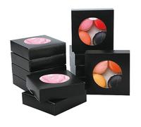 Bssay 60Pcs Small Soap Packaging Boxes 4.3x4.3x1.2 Inch,White Square Paper Boxes Gift Wrapping Box with Round Clear Window for Bakery Cookies Cake Candy Soap Packaging Birthday Gift Boxes (Black)