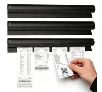 bssmmai 3 PCS Tab Grabber, Ticket Holder, Receipt Holder, 30cm Restaurant Order Holder for Bars and Kitchens, Wall-Mounted Rail for Holding Bills, Notes and Checks (Aluminium, No Drilling, Black)