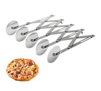 bssmmai 5 Wheel Pizza Cutter, Food Grade Stainless Steel Pizza Cutter Adjustable Width Multi-Wheel Dough Divider Pastry Knife Baking Cutter for Pizza, Bread and Cakes