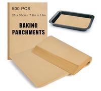 bssmmai 500PCS Unbleached Parchment Paper for Baking, Non Stick Baking Greaseproof Paper Sheets for Air Fryers, Oven, Barbecues, Picnics, Holidays, Bread (20x30cm)