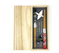 bssmmai Origami Crane Sushi Chopsticks Set, 2 Pairs Including Ceramic Underlay, Exquisite Wooden Box Packaging, Japanese, Chinese, Korean and Taiwanese Styles