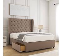 BSSPOKE Amelia Divan Bed Set Plush Velvet 2Drawers & 54"Headboard No Mattress in Bronze | Size: Super King BSSPOKE Bronze Super King
