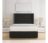 BSSPOKE Amelia Divan Bed Set Plush Velvet 54" Headboard & Mattress No Drawers in Black | Size: Super King BSSPOKE Black Super King