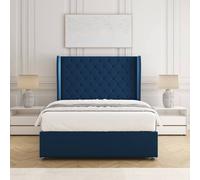BSSPOKE Amelia Divan Bed Set Plush Velvet 54" Headboard & Mattress No Drawers in Blue | Size: Super King BSSPOKE Blue Super King