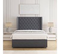 BSSPOKE Amelia Divan Bed Set Plush Velvet 54" Headboard & Mattress No Drawers in Charcoal | Size: Super King BSSPOKE Charcoal Super King
