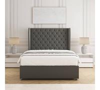 BSSPOKE Amelia Divan Bed Set Plush Velvet 54" Headboard & Mattress No Drawers in Grey | Size: Super King BSSPOKE Grey Super King