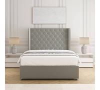 BSSPOKE Amelia Divan Bed Set Plush Velvet 54" Headboard & Mattress No Drawers in Silver | Size: Small Double BSSPOKE Silver Small Double