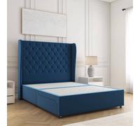 BSSPOKE Amelia Divan Bed Set Plush Velvet 54"Headboard No Drawers No Mattress in Blue | Size: Double BSSPOKE Blue Double