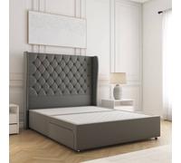 BSSPOKE Amelia Divan Bed Set Plush Velvet 54"Headboard No Drawers No Mattress in Grey | Size: Small Double BSSPOKE Grey Small Double