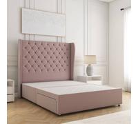 BSSPOKE Amelia Divan Bed Set Plush Velvet 54"Headboard No Drawers No Mattress in Pink | Size: Small Double BSSPOKE Pink Small Double