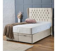 BSSPOKE Amelia Ottoman Divan Bed Plush Velvet 54" Headboard & Mattress in Cream | Size: King BSSPOKE Cream King