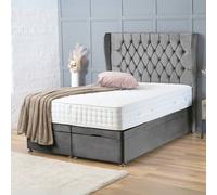 BSSPOKE Amelia Ottoman Divan Bed Plush Velvet 54" Headboard & Mattress in Grey | Size: Super King BSSPOKE Grey Super King