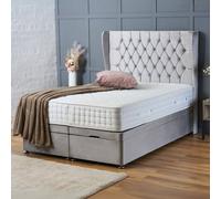 BSSPOKE Amelia Ottoman Divan Bed Plush Velvet 54" Headboard & Mattress in Silver | Size: King BSSPOKE Silver King