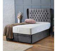 BSSPOKE Amelia Ottoman Divan Bed Plush Velvet 54" Headboard & No Mattress in Charcoal | Size: Small Double BSSPOKE Charcoal Small Double