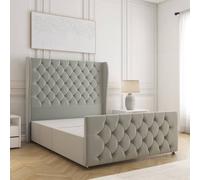 BSSPOKE Anna Divan Bed Plush Velvet 54" Headboard & No Mattress No Drawers in Silver | Size: King BSSPOKE Silver King