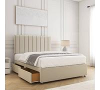 Bsspoke Aria Divan Bed Set Cream Plush Velvet With 24Inch Panel Headboard & Mattress & 2 Drawers Same Side 3Ft 4Ft 4Ft6 5Ft 6Ft