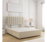 Bsspoke Aria Divan Bed Set In Cream Plush Velvet With 24Inch Panel Headboard & 4 Drawer In Double King Super King 4Ft