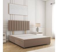 Bsspoke Aria Divan Bed Set In Mink Plush Velvet With 24Inch Headboard 4 Drawer & No Mattress In Double King Super King 4Ft