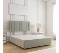 Bsspoke Aria Divan Bed Set In Silver Plush Velvet With 24Inch Panel Headboard & 4 Drawer In Double King Super King 4Ft