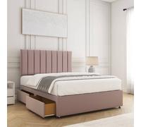 Bsspoke Aria Divan Bed Set Pink Plush Velvet 24Inch Panel Headboard & 2 Drawers Footend & Mattress In 4Ft 4Ft6 5Ft 6Ft