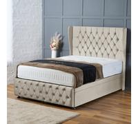 Bsspoke Bella Ottoman Divan Bed Cream Plush Velvet 54Inch Headboard & Footboard & No Mattress In Single Double King 4Ft 6Ft