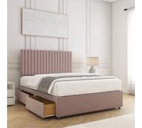 Bsspoke Brooke Divan Bed Set Pink Plush Velvet 24Inch Panel Headboard & 2 Drawers Footend & Mattress In 4Ft 4Ft6 5Ft 6Ft
