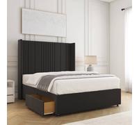 BSSPOKE Charlotte Divan Bed Plush Velvet 54" Headboard & 2 Drawers No Mattress in Black | Size: Small Double BSSPOKE Black Small Double