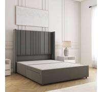 BSSPOKE Charlotte Divan Bed Plush Velvet 54" Headboard & No Mattress in Grey | Size: Small Double BSSPOKE Grey Small Double