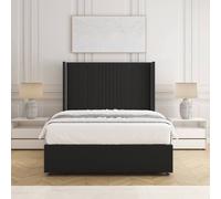 BSSPOKE Charlotte Divan Bed Set Plush Velvet 54"Headboard &Mattress No Drawers in Black | Size: Small Double BSSPOKE Black Small Double