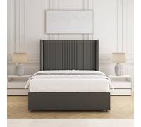 BSSPOKE Charlotte Divan Bed Set Plush Velvet 54"Headboard &Mattress No Drawers in Grey | Size: Small Double BSSPOKE Grey Small Double