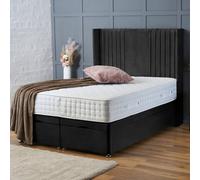 BSSPOKE Charlotte Ottoman Divan Bed Plush Velvet 54" Headboard & Mattress in Black | Size: Single BSSPOKE Black Single