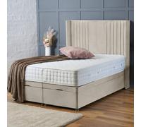 BSSPOKE Charlotte Ottoman Divan Bed Plush Velvet 54" Headboard & Mattress in Cream | Size: King BSSPOKE Cream King