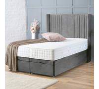 BSSPOKE Charlotte Ottoman Divan Bed Plush Velvet 54" Headboard & Mattress in Grey | Size: Super King BSSPOKE Grey Super King