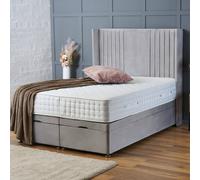 BSSPOKE Charlotte Ottoman Divan Bed Plush Velvet 54" Headboard & No Mattress in Silver | Size: Small Double BSSPOKE Silver Small Double