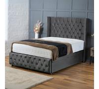 Bsspoke Chesterfield Wingedback Divan Bed End Liftup Storage Base Steel Velvet Color With Mattress& Headboard&footboard All Sizes