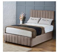 Bsspoke Divan Ottoman Bed Mink Velvet With Orthopaedic Mattress & 54Inch Panel Headboard End Lift Up Storage 3Ft 4Ft 4Ft6 5Ft 6Ft