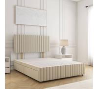 BSSPOKE Emma Plush Velvet Divan Bed 24" Headboard & 4 Drawers No Mattress in Cream | Size: Double BSSPOKE Cream Double