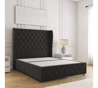 Bsspoke Faye Divan Bed Set Black Plush Velvet With 54Inch Headboard & Footboard & No Mattress No Drawers In 4Ft 4Ft6 5Ft 6Ft
