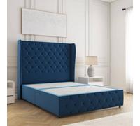 Bsspoke Faye Divan Bed Set Blue Plush Velvet With 54Inch Headboard & Footboard & No Mattress No Drawers In 4Ft 4Ft6 5Ft 6Ft