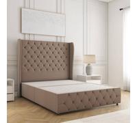 Bsspoke Faye Divan Bed Set Mink Plush Velvet With 54Inch Headboard & Footboard & No Mattress No Drawers In 4Ft 4Ft6 5Ft 6Ft