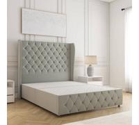 Bsspoke Faye Divan Bed Set Silver Plush Velvet With 54Inch Headboard & Footboard & No Mattress No Drawers In 4Ft 4Ft6 5Ft 6Ft