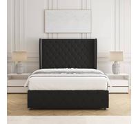BSSPOKE Faye Plush Velvet Divan Bed Set 54" Headboard & Mattress No Drawers in Black | Size: Small Double