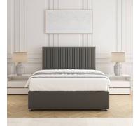 BSSPOKE Florence Divan Bed Plush Velvet 24" Headboard & Mattress No Drawers in Grey | Size: Small Double BSSPOKE Grey Small Double