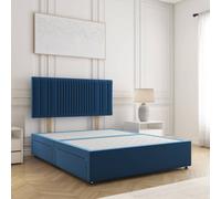 Bsspoke Florence Divan Bed Set In Blue Plush Velvet With 24Inch Headboard 4 Drawer & No Mattress In Double King 4Ft 6Ft