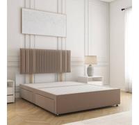 Bsspoke Florence Divan Bed Set In Mink Plush Velvet With 24Inch Headboard 4 Drawer & No Mattress In Double King 4Ft 6Ft