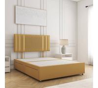 Bsspoke Florence Divan Bed Set In Mustard Plush Velvet With 24Inch Headboard 4 Drawer & No Mattress In Double King 4Ft 6Ft