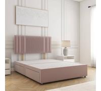 Bsspoke Florence Divan Bed Set In Pink Plush Velvet With 24Inch Headboard 4 Drawer & No Mattress In Double King 4Ft 6Ft