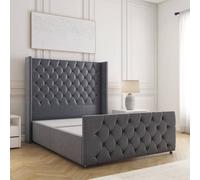 BSSPOKE Florida Divan Bed Plush Velvet 54" Headboard No Mattress No Drawers in Charcoal | Size: Single