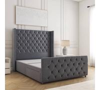 BSSPOKE Florida Divan Bed Plush Velvet 54" Headboard No Mattress No Drawers in Charcoal | Size: Small Double BSSPOKE Charcoal Small Double