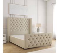 Bsspoke Florida Divan Bed Plush Velvet 54" Headboard No Mattress No Drawers In Cream Cream